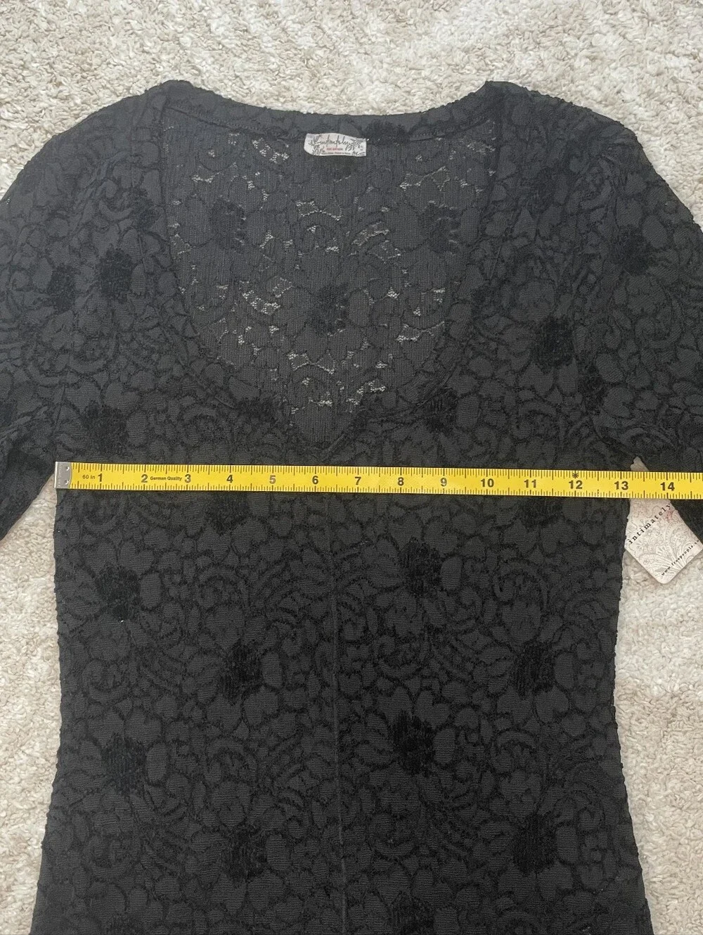 Free People NWT Black Lace Long-Sleeve Scoop Neck Top Size S
